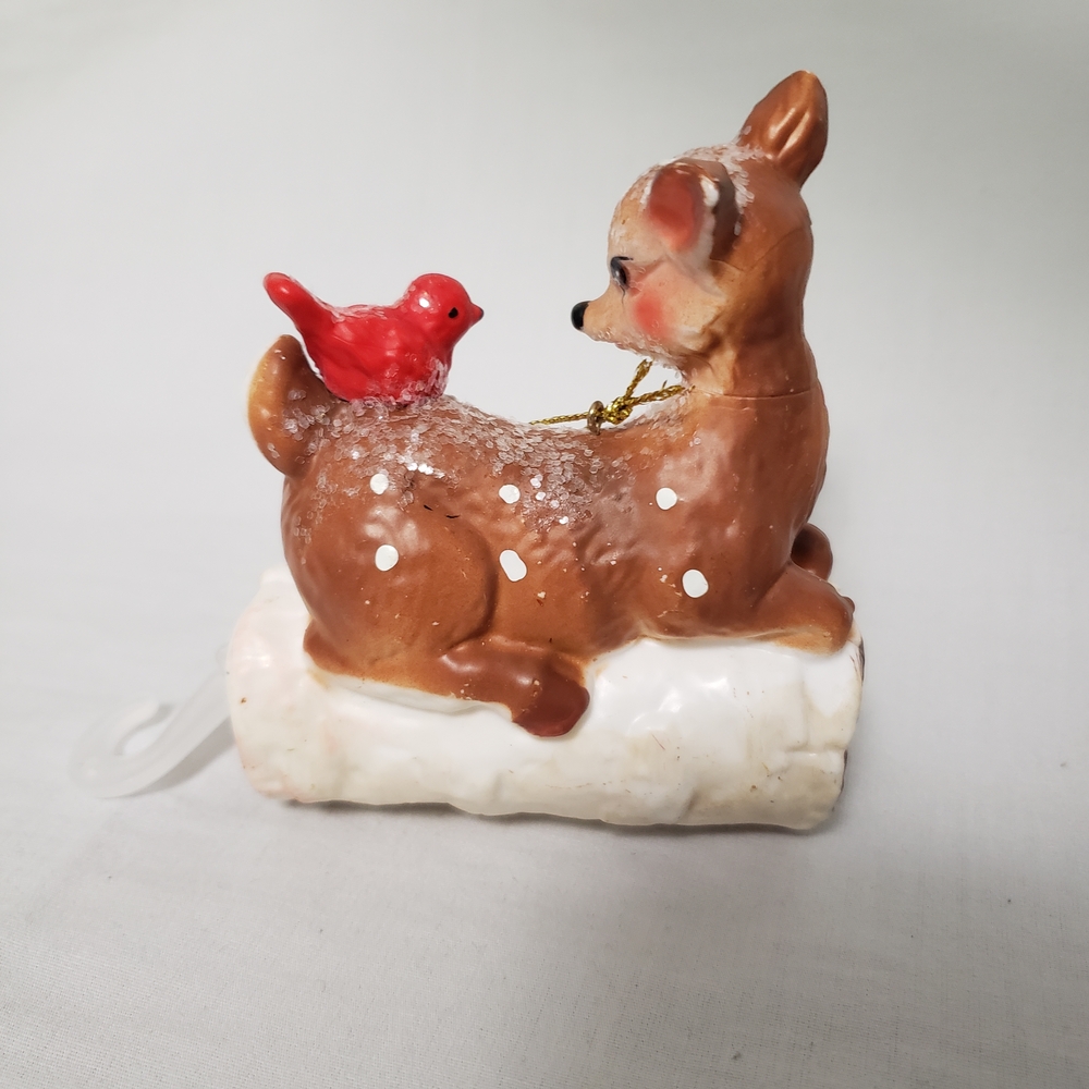 Charming Holiday Retro Deer Ornaments with Red Bird Accents - Picture 8 of 8